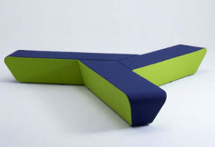 Y-Shaped Modular Upholstered Bench