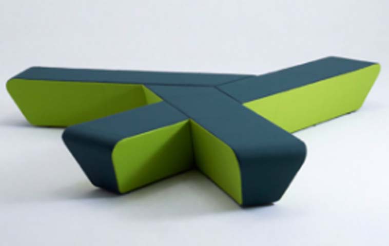 Y-Shaped Modular Upholstered Bench