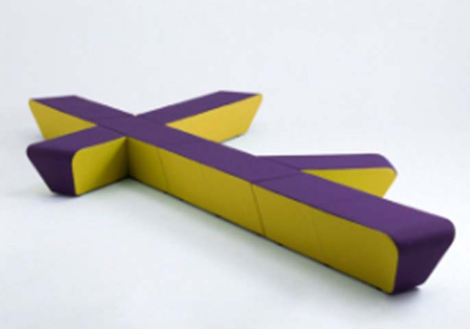 X-Shaped Modular Upholstered Public Bench