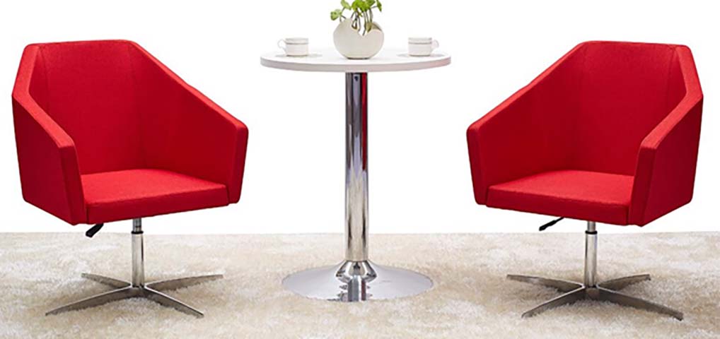 Modern Red Upholstered Swivel Lounge Chair with Chrome 4-Star Base