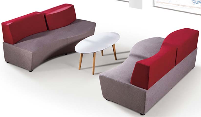 Modular Curved Lounge Seating Set with Oval Coffee Table