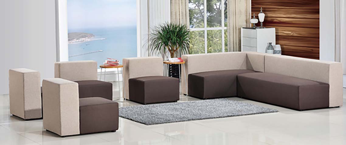 Modular Sectional Sofa Set with Armless Chairs and Ottomans