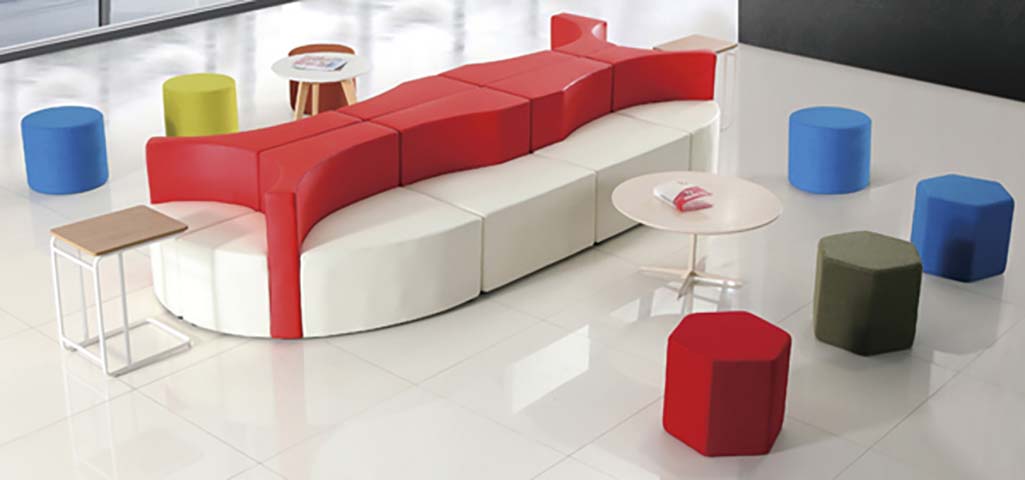 Modular Curved Lounge Sofa Set with Ottoman Stools and Side Tables