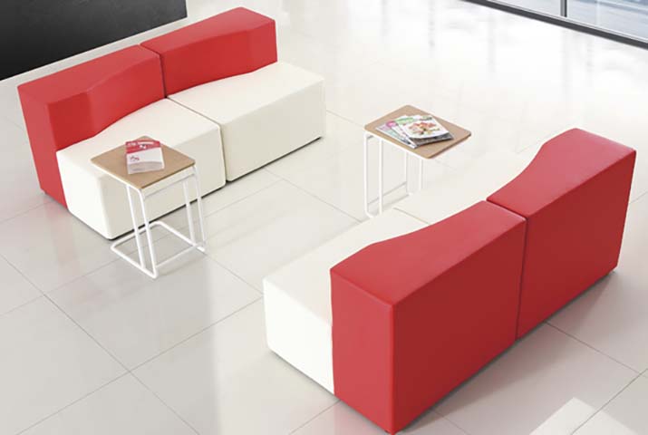Modular Two-Tone Angled Lounge Sofa Set with Side Tables