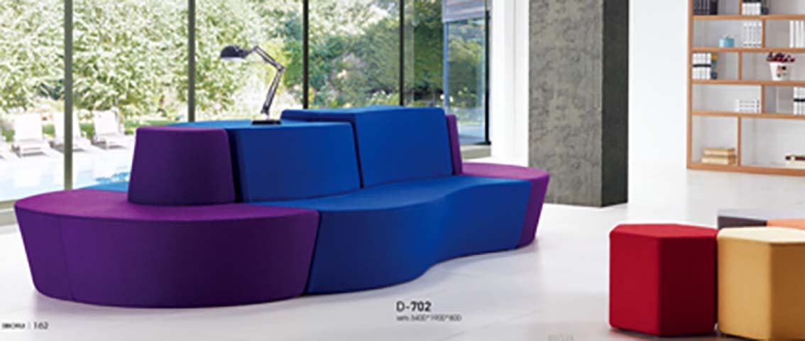 Modular Curved Lounge Seating Set with Accent Ottomans