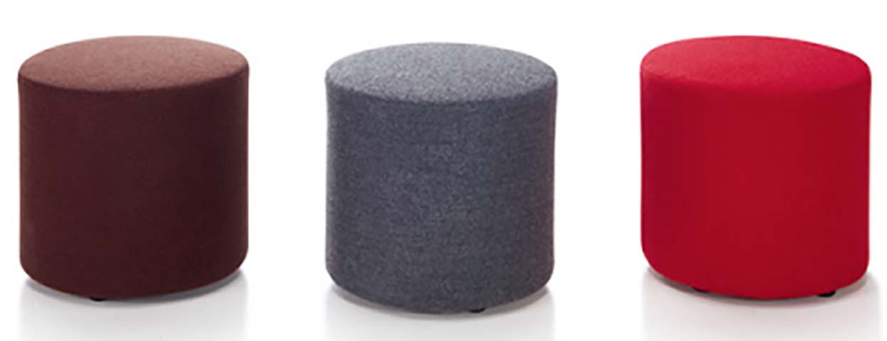 Cylindrical Upholstered Round Ottoman Pouf Set