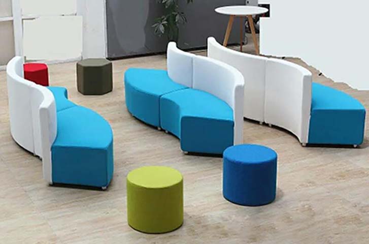 Modular Curved Office Lounge Seating Set with Ottomans