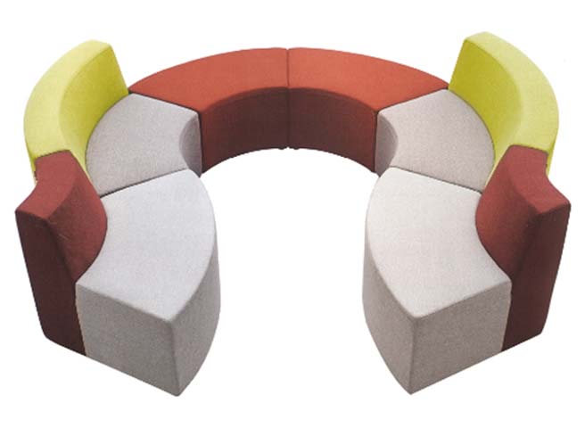 Modular Curved C-Profile Fabric Upholstered Collaborative Lounge Seating Set