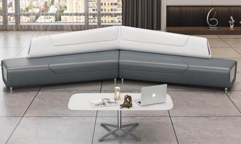 Modern L-Shaped Office Reception Sectional Sofa with Matching Coffee Table