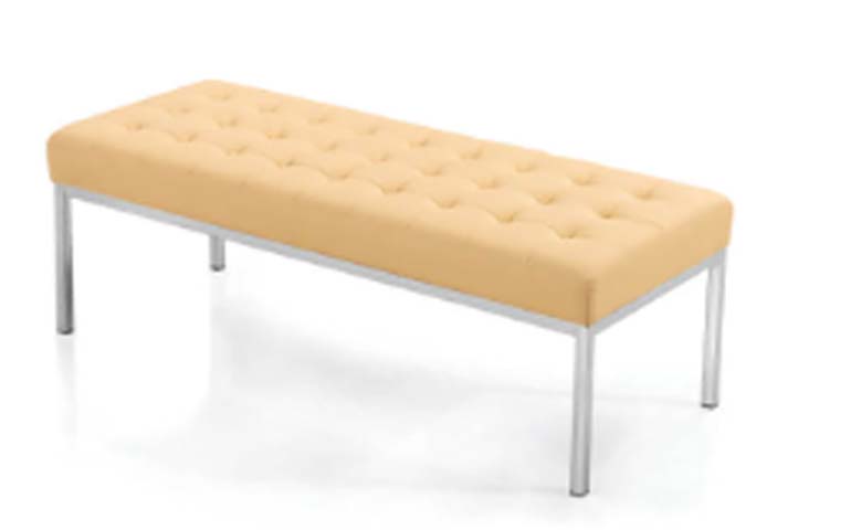 Tufted Upholstered Metal Frame 3-Seat Waiting Bench