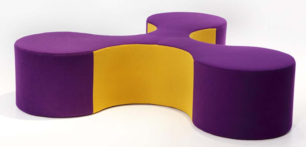 Tri-Lobed Modular Upholstered Lounge Ottoman