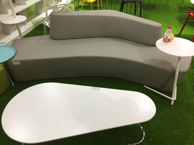 Light Gray Curved Armless Modular Lounge Sofa