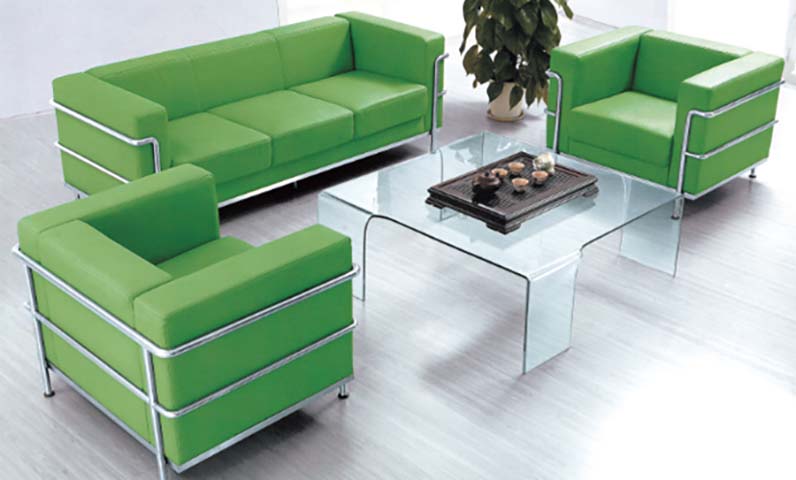 4-Piece Modern Office Reception Sofa Set with Glass Coffee Table