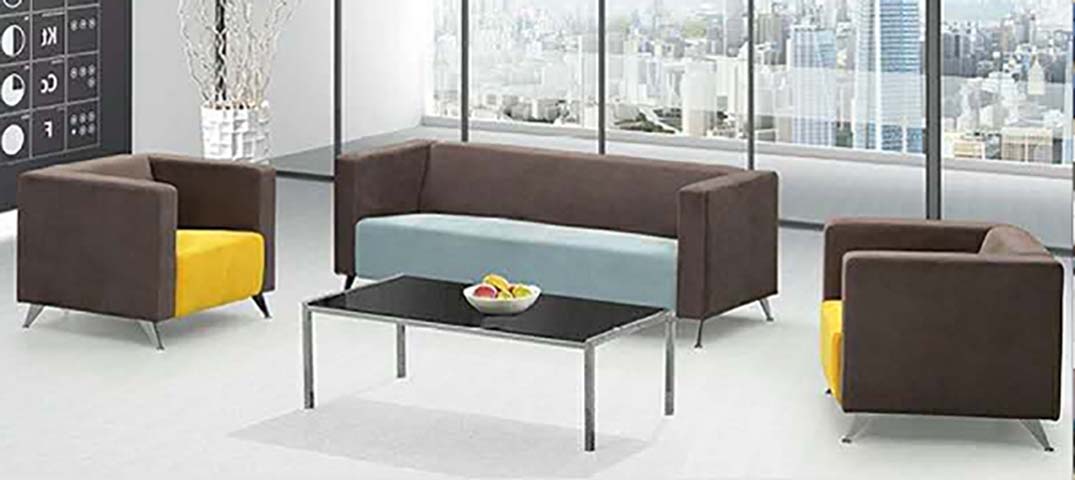 3-Piece Upholstered Office Reception Sofa Set with Matching Coffee Table