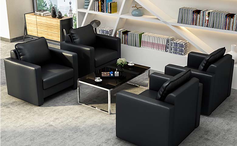 Black Faux Leather Boxy Single Office Reception Armchair