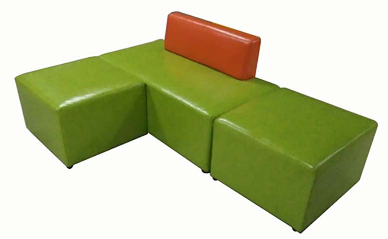 Modular L-Shaped Upholstered Lounge Ottoman Set with Single Backrest