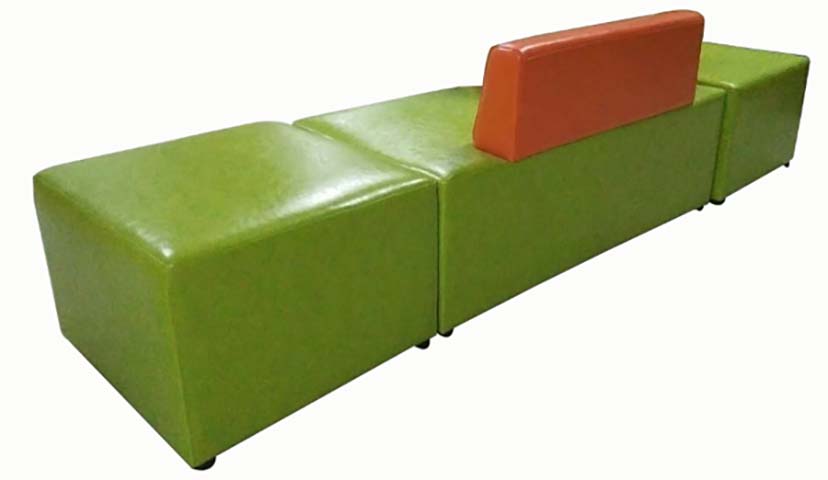 Modular 3-Section Upholstered Bench with Single Backrest