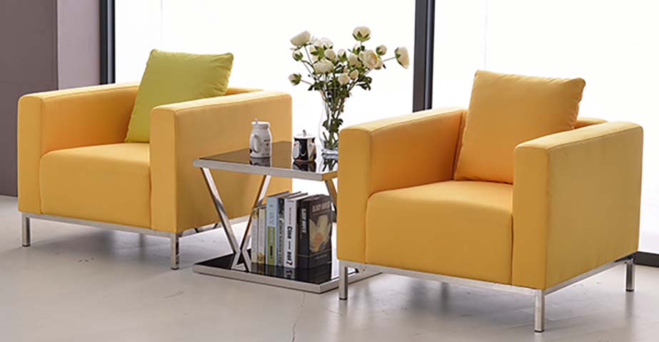 Yellow Fabric Upholstered Single Office Lounge Armchair