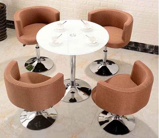5-Piece Round Tempered Glass Bistro Set with Height-Adjustable Swivel Tub Chairs