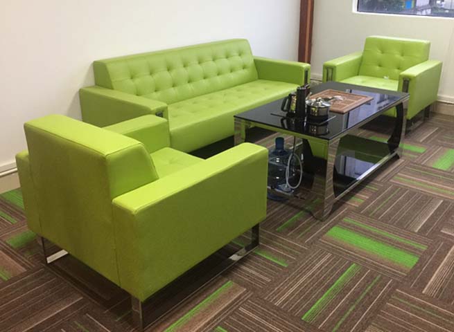3-Piece Lime Green Tufted Office Reception Sofa Set