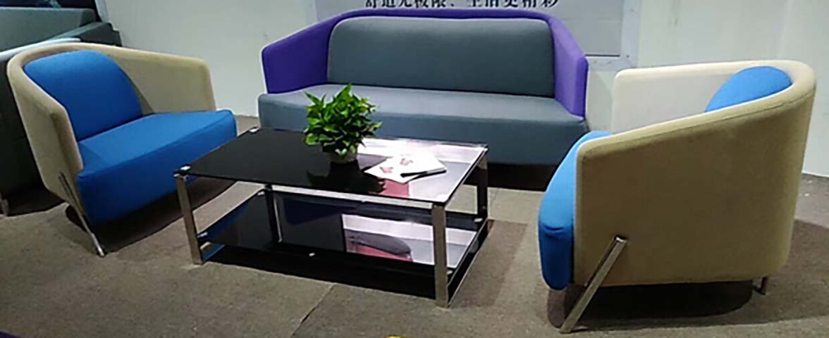 3-Piece Office Reception Seating Set With Glass Coffee Table
