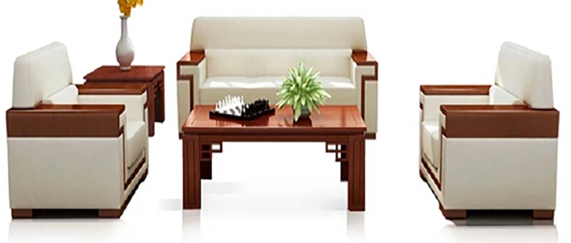 6-Piece Chinese Style Formal Office Reception Seating Set with Coffee Tables