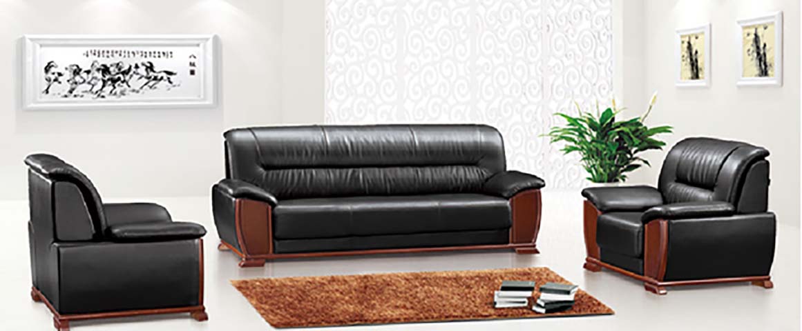 3+1+1 Seater Black Leather Match Office Reception Sofa Set