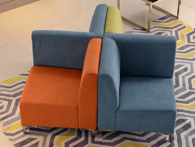 Three-tone Modular L-shaped Fabric Office Lounge Sofa