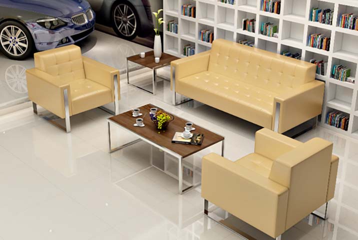 4-Piece Contemporary Office Lounge Seating Set with Coffee & Side Table