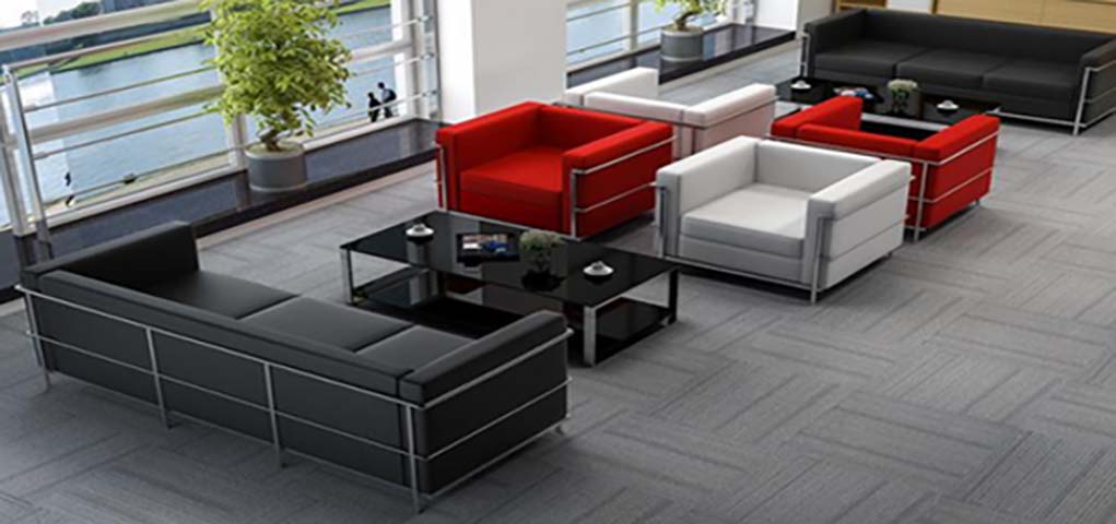 Bauhaus-Style Chrome Frame Office Reception Seating Set