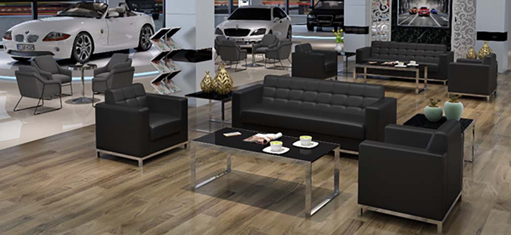 Black Faux Leather 4-Piece Office Reception Seating Set