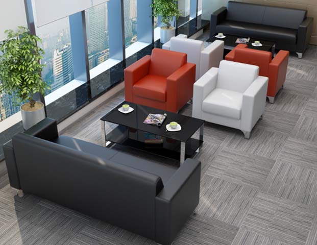 Commercial Office Reception Leather 3-Seater Sofa