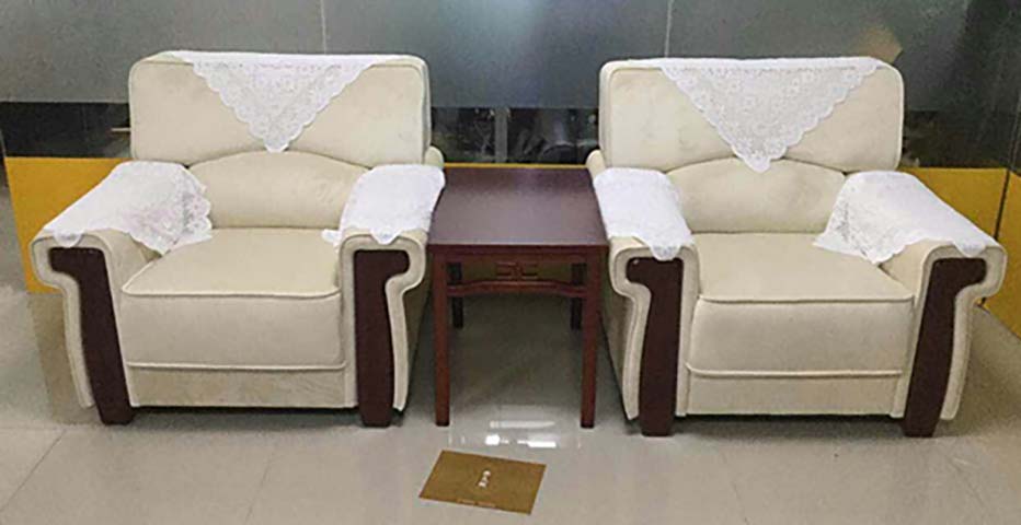 2+1 Beige Faux Leather VIP Reception Seating Set with Center Side Table