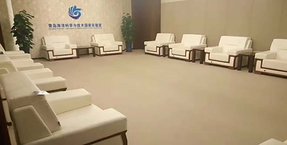 Official Reception Single Seater Sofa with White Upholstery and Dark Wood Trim