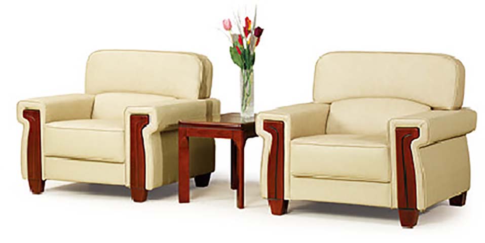 Office Reception Seating Set (2 Single-Seat Armchairs + 1 Side Table)
