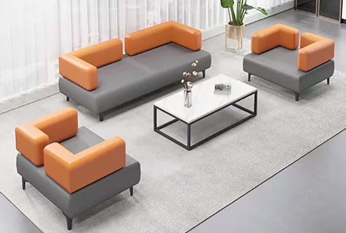 Modern Two-Tone Office Reception Sofa Set with Coffee Table