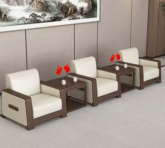 Three-Seat VIP Reception Seating Set with Matching Side Tables