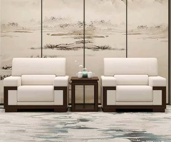 New Chinese Style Upholstered Reception Single Sofa