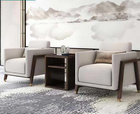 New Chinese Style Upholstered Lounge Armchair (Single Unit)