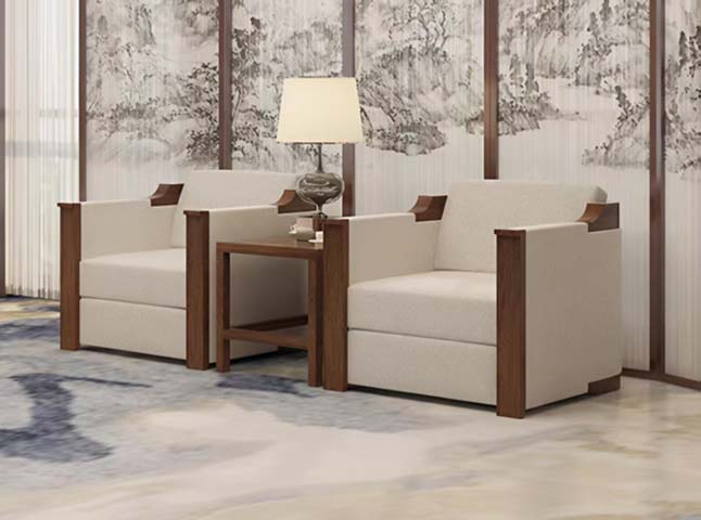 New Chinese Style Upholstered Lounge Armchair