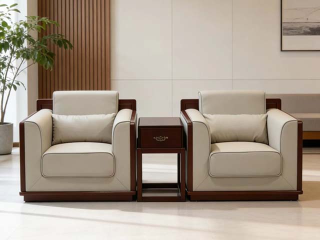 Traditional Solid Wood Framed Faux Leather Executive Reception Lounge Chair