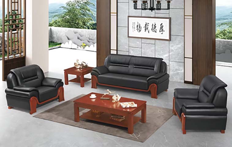 5-Piece Traditional Office Leather Reception Seating Set with Coffee Tables