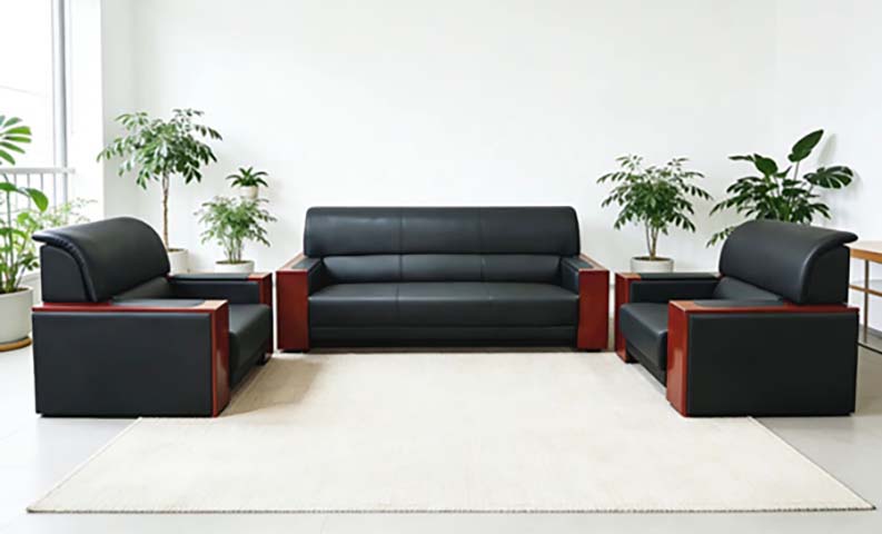 3-Piece Executive Office Reception Sofa Set (3-Seater + 2 Single-Seater)