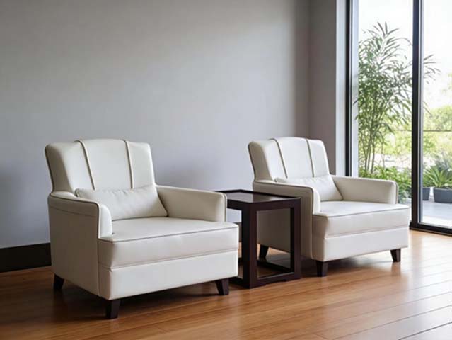 Modern Upholstered Leather Accent Armchair with Side Table Set