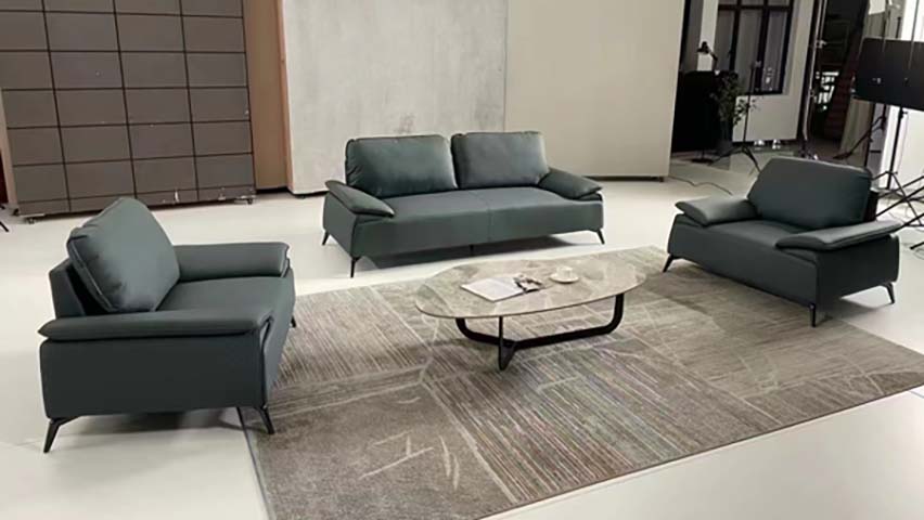 3-Piece Modern Upholstered Office Reception Sofa Set with Oval Coffee Table