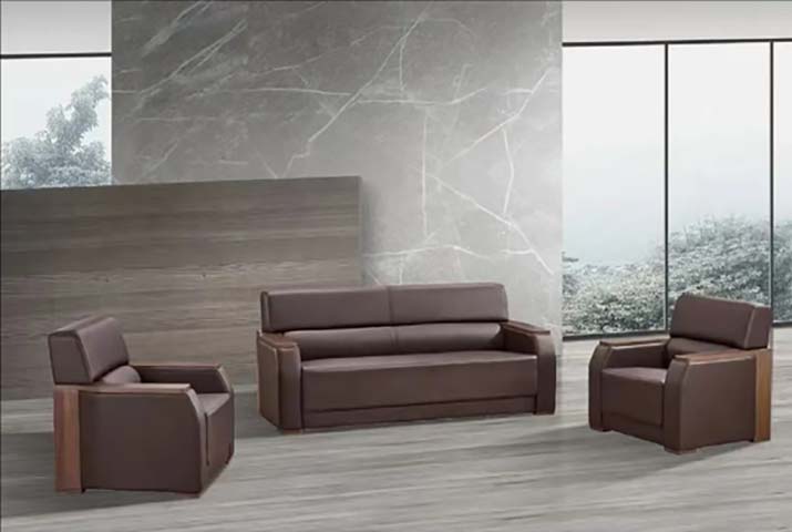 3-Piece Leather Office Reception Sofa Set (3-Seater + 2 Single Armchairs)