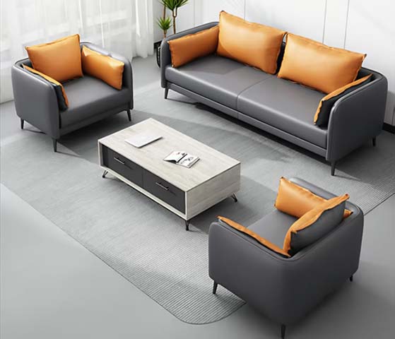 1+1+3 Seater Contemporary Office Reception Sofa Set with Matching Coffee Table