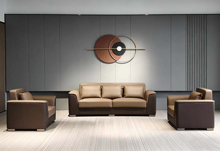 Modern Two-Tone Leather Office Reception Sofa Set 3+1+1 Seater