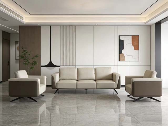 Modern Two-Tone Upholstered 3+1+1 Office Lounge Sofa Set