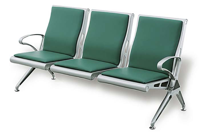 3-Seat Public Waiting Chair with Upholstered Pads